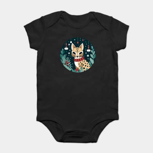 Ocelot in Ornament, Love Cats Baby Bodysuit by logiamerch